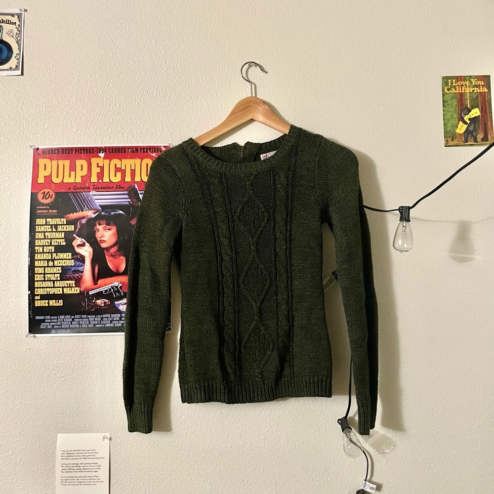 braided green sweater